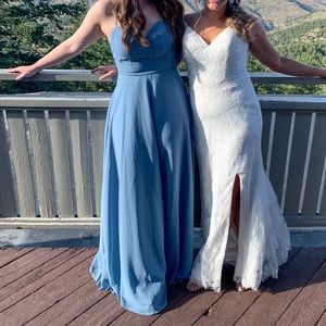 Blue maxi bridesmaid dress size small LuLus
